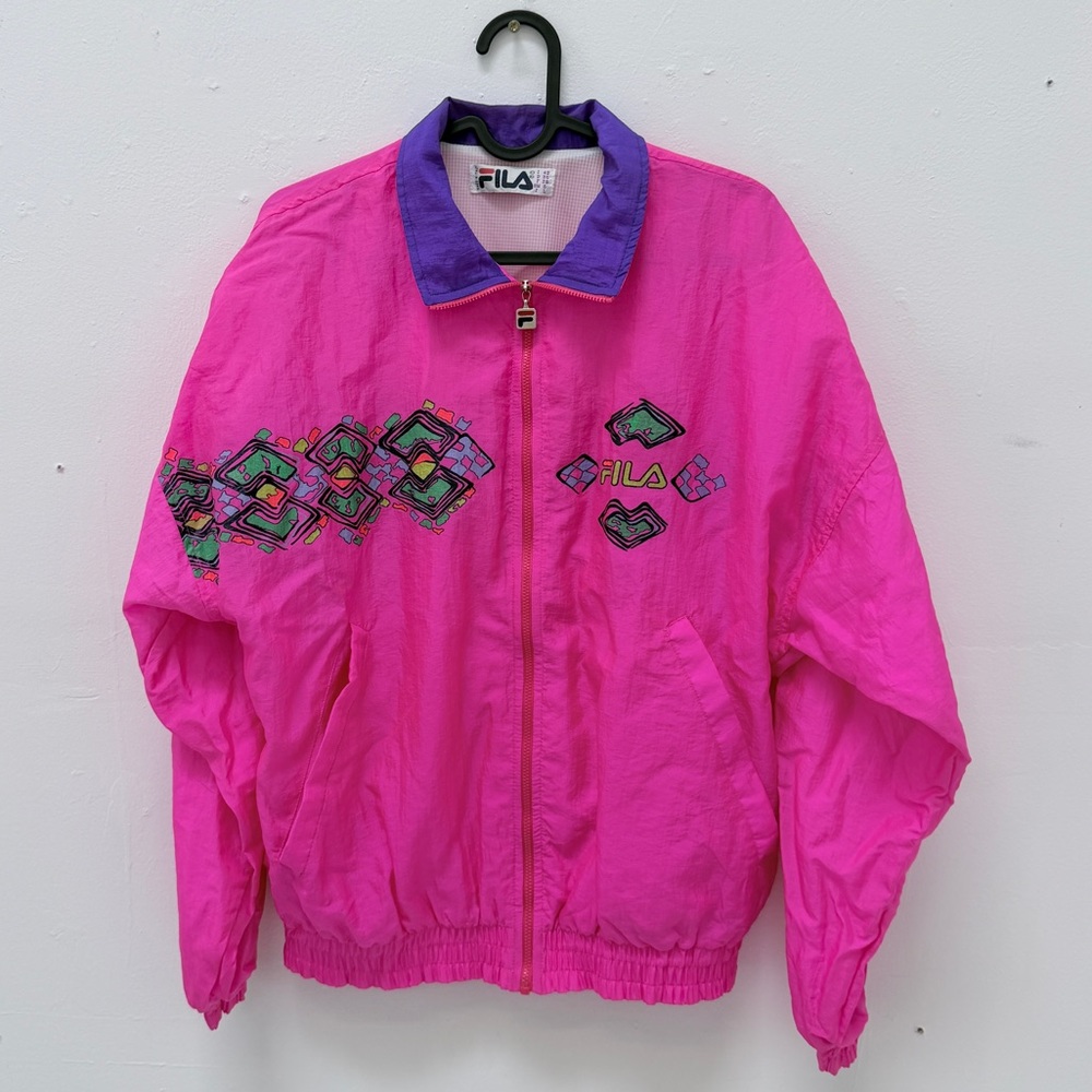 vintage fila barbie hot pink windbreaker
